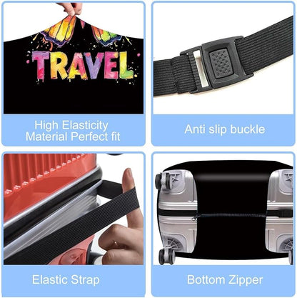 Colorful Butterfly Luggage Cover – Stylish and Durable Travel Suitcase Protector for Women and Men, Fits 28"-30" Suitcase, L