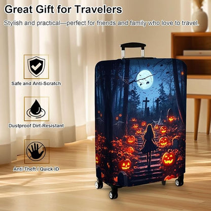 Luggage Cover Protector for 26-28 Inch Suitcases, TSA Approved Elastic Travel Suitcase Covers, Anti-Scratch Washable Luggage Sleeve for Carry On & Checked Bags, Dark Forest
