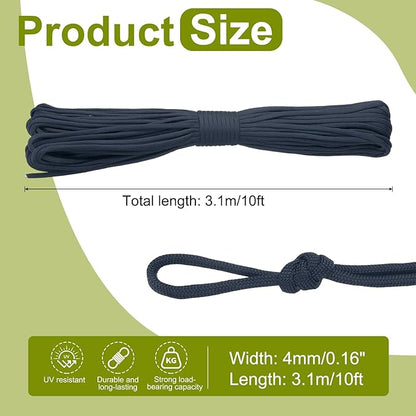 uxcell 4mm Nylon Rope, 10ft Portable Clothesline for Luggage and Backpack Tie Downs, Hanging Clothes, Swings, Camping and Mountaineering Tie Downs, Navy Glue