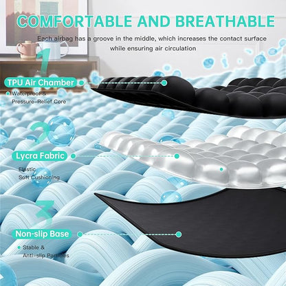 Nasheed Inflatable Airplane Seat Cushion for Travel, Suitable, Portable Inflatable 3D Air Cell Seat Cushions for Airplanes, Office Chairs, Wheelchairs, Cars, Stadiums