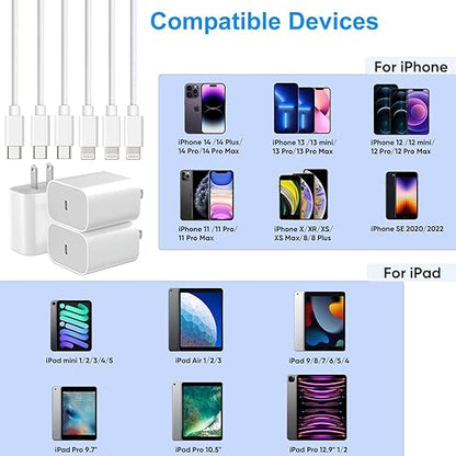 3Pack iPhone Fast Charger[Apple Mfi Certified],10FT iPhone Charger Fast Charging USB C to Lightning Cable with Type C Charger Block Fast Charging Adapter for iPhone 14 13 12 11 Pro Max X Xs Max 8Plus