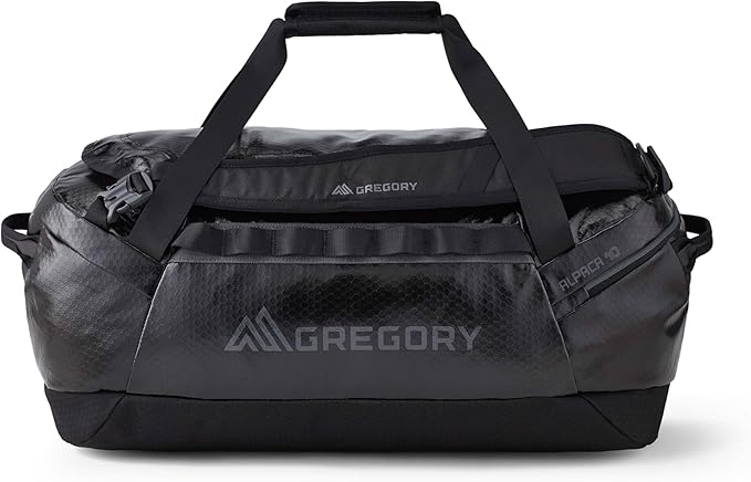 Gregory Alpaca 40L Water-Resistant Adventure Travel/Gear Organization Duffel Bag with Packing Cube Included, Obsidian Black