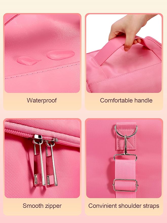 Deciniee Large Pink Makeup Nail Polish Organizer Bag, 4 Tier Professional Makeup Case, Waterproof Nylon, Travel/On-the-go Makeup Storage