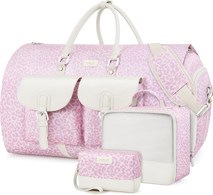 Garment Duffel Bag for Travel - ITIEZY Convertible Carry on Garment Duffel Travel Bag for Women Men Large Weekender Bag with Shoes Pouch 2 in 1 Hanging Suit Travel Duffel Bag 3pcs Set