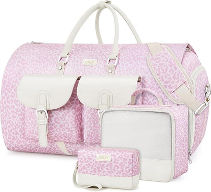 Garment Duffel Bag for Travel - ITIEZY Convertible Carry on Garment Duffel Travel Bag for Women Men Large Weekender Bag with Shoes Pouch 2 in 1 Hanging Suit Travel Duffel Bag 3pcs Set