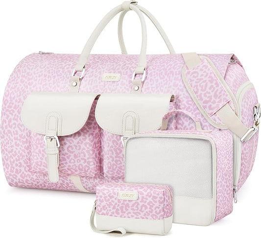 Garment Duffel Bag for Travel - ITIEZY Convertible Carry on Garment Duffel Travel Bag for Women Men Large Weekender Bag with Shoes Pouch 2 in 1 Hanging Suit Travel Duffel Bag 3pcs Set