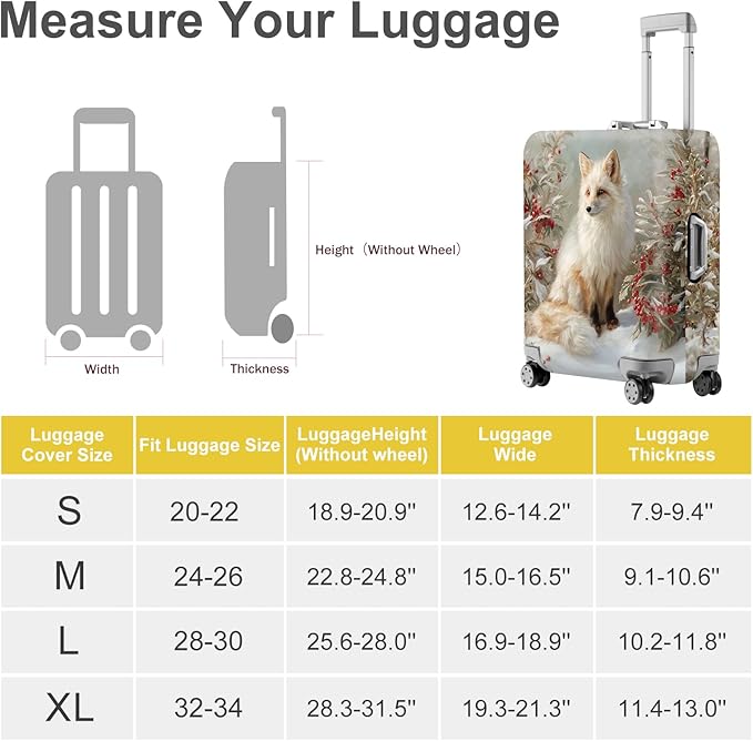 FOREVER QUEEN Gradient Fox Luggage Cover Suitcase Protector Suitcase Cover Anti-Scratch,Stretchable Bag Cover Washable Durable Polyester