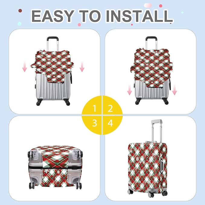 FOREVER QUEEN Retro grid Luggage Cover Suitcase Protector Suitcase Cover Anti-Scratch,Stretchable Bag Cover Washable Durable Polyester