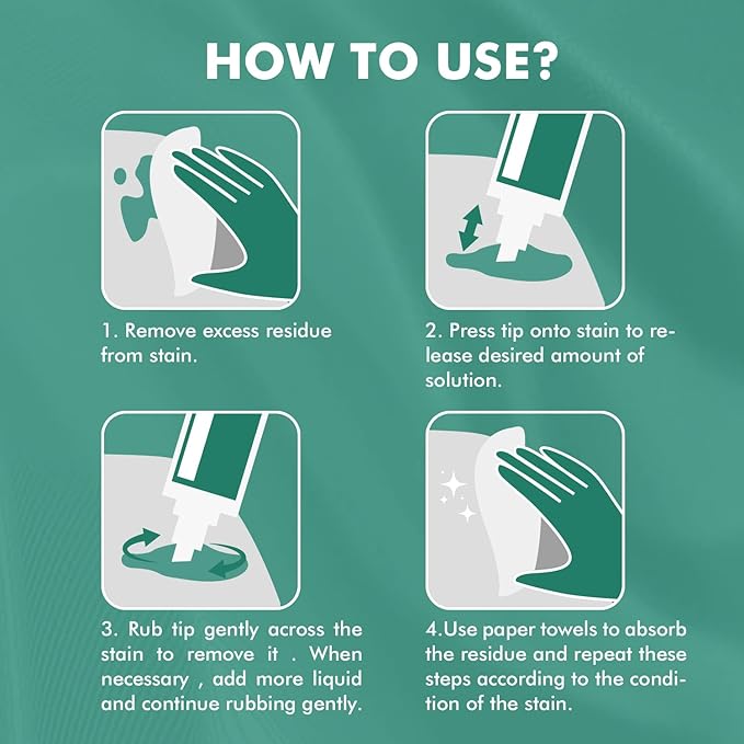 Stain Remover Pen for Clothes, Portable & Safe Stain Sticks, Instant Travel Stains Remover for Cleaning Spot, Like Juice, Food, Ketchup, Ink and Even Blood - 4 Count