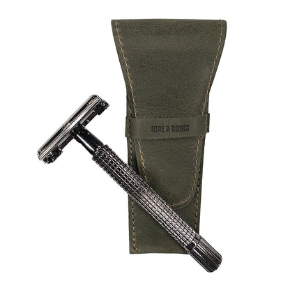 Hide & Drink, Leather Safety Razor Case, Shaving Accessories, Personal Care Essentials, Handmade Includes 101 Year Warranty (Dark Jade)