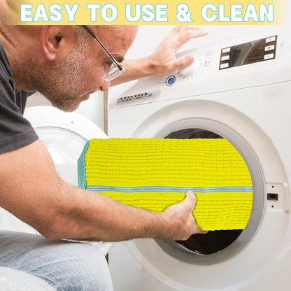 2PCS Shoes Washing Machine Bags, Laundry Shoe Bag for Washer and Dryer, Reusable and Durable Zipper Sneaker Shoe Washing Bag, Tennis Shoes Cleaning Bag for All Shoe Types (Yellow)