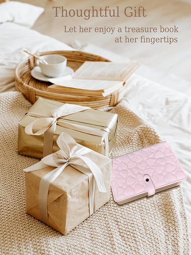 Travel Jewelry Organizer Case, Portable Jewelry Storage Roll Bag with Clear Zipper Velvet Pouch, Jewelry Holder Book Ring Binder for Bracelet, Necklace, Earring, Ring (Pink)