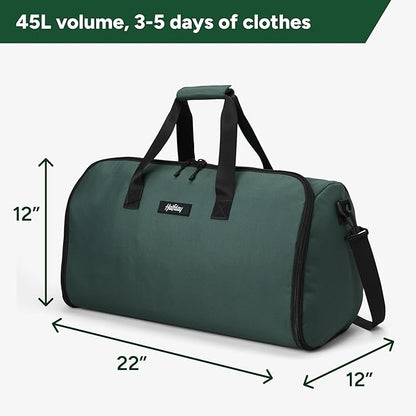Halfday Convertible 2-in-1 Garment Duffel Weekender Bag 45L | Wrinkle-Free Travel, Hanging Suit Compartment, Shoe Pockets, Trolley Sleeve. Durable & Water-Resistant Carry-On, Hunter