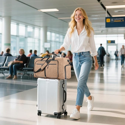 Vomgomfom 65L/85L/115L Foldable Travel Duffle Bag, Lightweight Checked Luggage with Shoe Compartment, Water-Resistant Weekender Overnight Bag for Men & Women