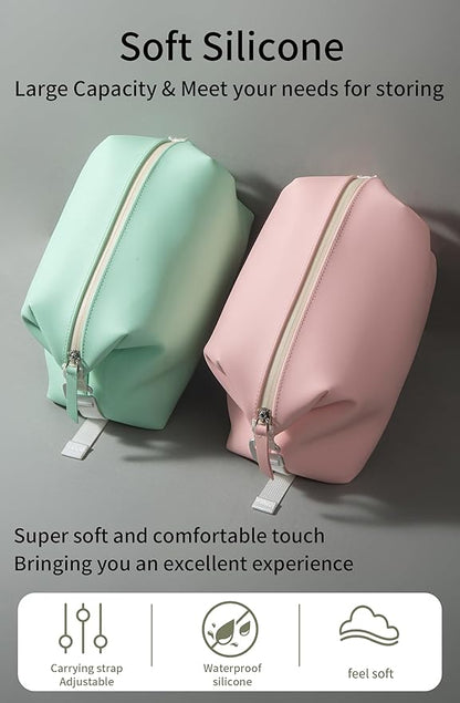 6"x 9.84" 4.5L Large Silicone Toiletry Bag,Waterproof Leakproof Foldable Travel Organizer,Dopp Kit Alternative for Men & Women,Pink