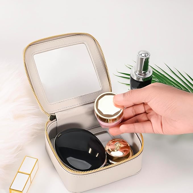 Aveniee Mini Clear Makeup Bag, Small Cosmetic Bags Travel Toiletry Pouch Organizer, TSA Approved Make up Case with Zipper, Car Bag for Essentials,Grey