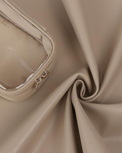 Pocmimut Makeup Bag,Small Makeup Pouch Clear Travel Cosmetic Bag Car Accessories Storage for Women,Travel Essentials Organizers,Apricot