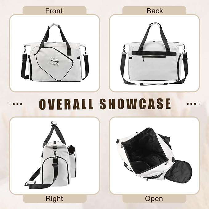 Personalized Duffel Bag Custom Sport Gym Travel Bags Embroidered Name Text Customized Dry Wet Separated Weekend Waterproof Bag for Women Men (D-White)