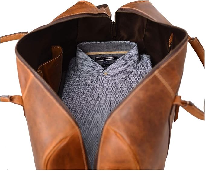 KomalC Duffel Bags for Men and Women Full Grain Leather Travel Overnight Weekend Bags, Sports Gym Duffel (20 Inch)