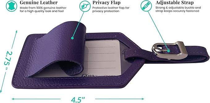 Personalized Monogrammed Dark Purple Leather RFID Passport Wallet and Luggage Tag