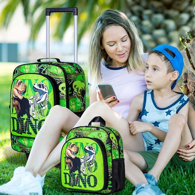 Kids Luggage for Boys and Girls, Cute Dinosaur Unicorn Rolling Wheels Suitcase for Toddler Children