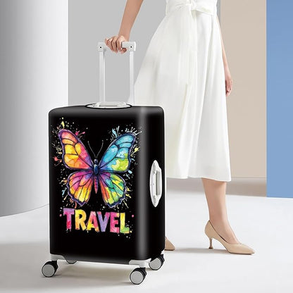 Colorful Butterfly Luggage Cover – Stylish and Durable Travel Suitcase Protector for Women and Men, Fits 28"-30" Suitcase, L