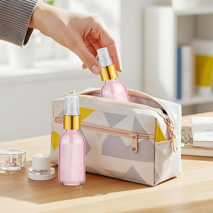 Roshtia 30 Pcs 1oz/ 30 ml Rose Gold Glass Spray Bottle Refillable Perfume Atomizer Clear Decorative Empty Bottles with Fine Mist Sprayer Pump for Face Body Travel