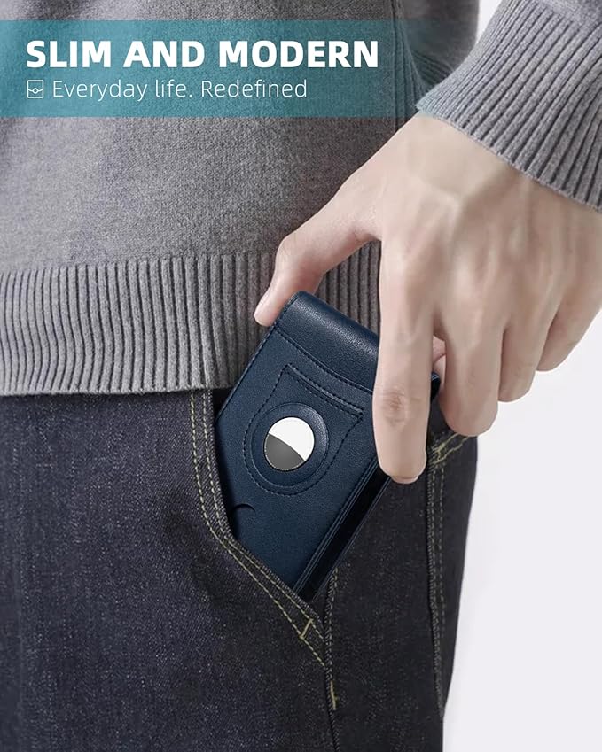 Zitahli Men's Wallets Airtag Holder Slim Rfid Leather with Gift Box