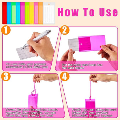 Sumind 50 Pcs Plastic Luggage Tags Assorted Name Identification Labels Flexible Suitcase Tags for Travel Baggage, 10 Colors (Plastic)