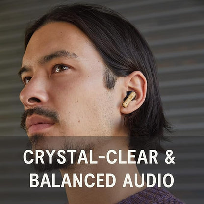 House of Marley Little Bird True Wireless Earbuds, Touch Controls, Built-in Mic, 24 Hours Playtime with Case, USB-C Quick Charge, Sustainable Materials, Movie and Gaming Mode, Black