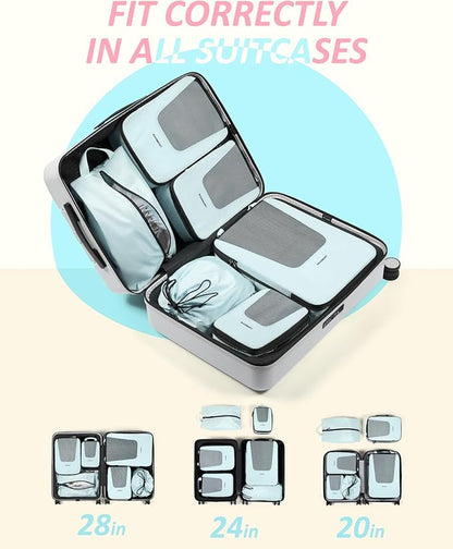 BAGSMART Compression Packing Cubes for Travel, 6 Set/5 Set/4 Set, Compression Suitcase Organizer Bags Set for Suitcases Travel Essentials, Lightweight Packing Organizers