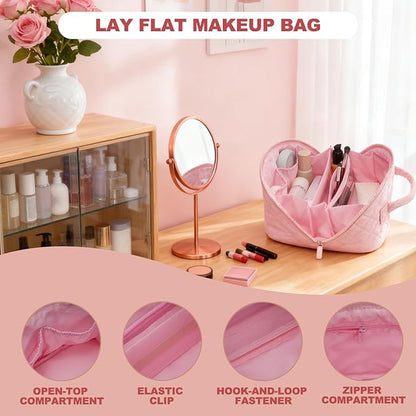 Makeup Bag,Quilted Puffer Cosmetic Bags,Travel Toiletry Bag for Women,Large Capacity Waterproof Make up Bag Set