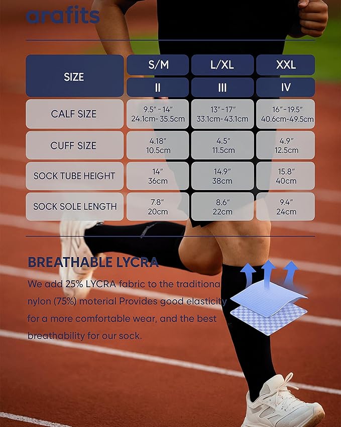Compression Socks for Men & Women | Premium Lycra Spandex | 15-20mmHg Support for Circulation | Reflective Strips（Ⅳ）