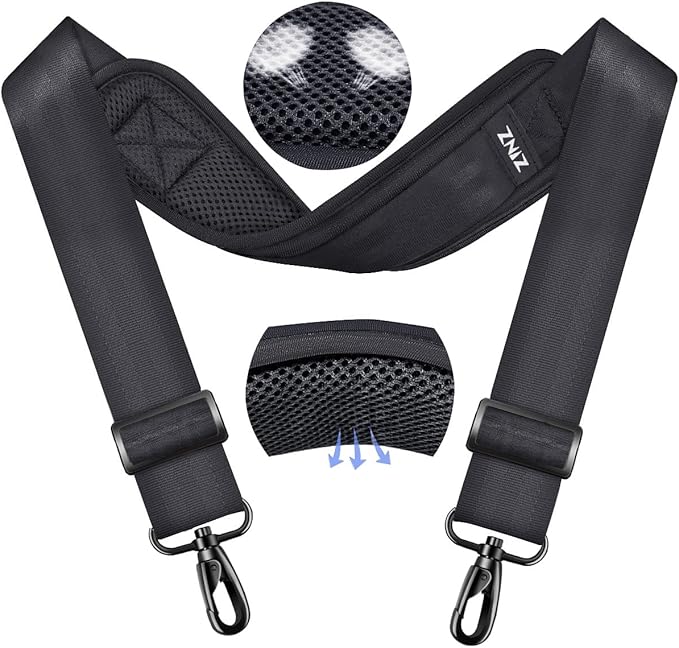 ZINZ 79.5" Universal Strap with Ultra-Thick Fixed Breathable Pad - Adjustable Heavy-Duty Shoulder Strap for Laptop, Crossbody, Luggage, Gym, Camera Bag and More - D01G01