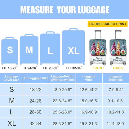 Christmas Luggage Cover – Cute Gnome Travel Suitcase Cover Protector, Waterproof & Stretchable Luggage Sleeve with Zipper for Holiday Travel,L