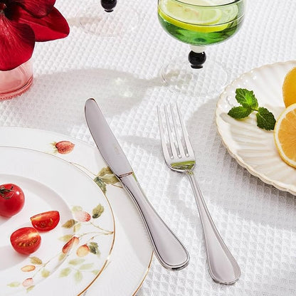 KINGSTONE 24 Piece Teardrop Silverware Set with Steak Knives, 18/10 Stainless Steel Flatware Set for 4, Modern Design Cutlery Set for Home/Hotel/Wedding,Mirror Polished and Dishwasher Safe