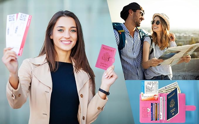 Airtag Passport Holder Cover Wallet RFID Blocking Leather Case Travel Essentials Luggage Accessories Travel Must Have(118#Black)