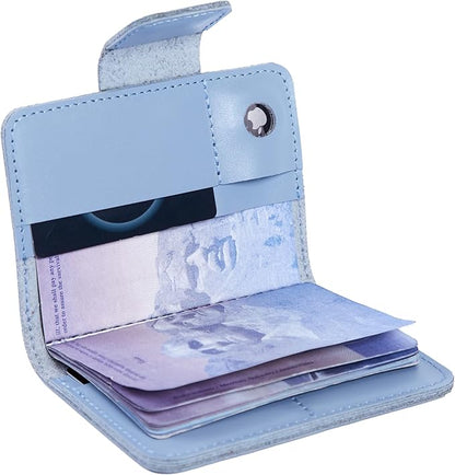 Travel Passport Wallet - Leather Passport Cover Compatible with Airtag Passports Cover with Card Slots & Note Compartment, Magnetic Closure, Genuine Leather, Classic Light Blue