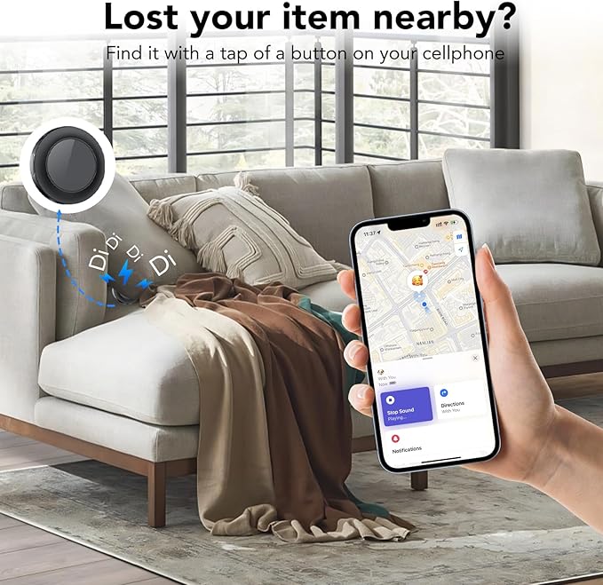 Bluetooth Tracker-Tag for Apple Find My (iOS Only), GPS Tracker with Replaceable Battery, Ideal as Keys, Luggage Tracker and Wallet Tracker, Suitable for Indoor & Outdoor Use,2-Pack (Black&White)