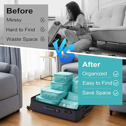 11 Set Packing Cubes for Travel,Gifts for Women Mom,Anti-Tearing Suitcase Organizer for Luggage with Shoe & Hanging Toiletry Bag, Toiletries Travel Bottles, 3 Portable Toothbrush Cases