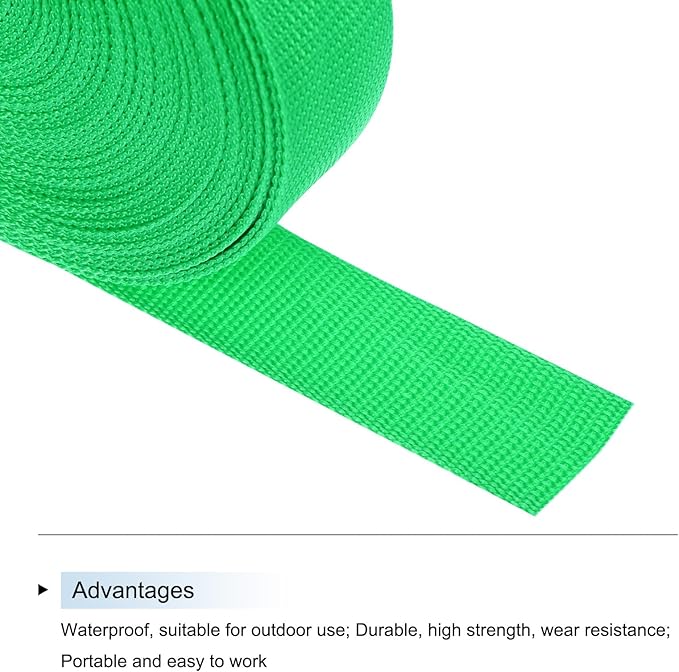 MECCANIXITY Lightweight Polypropylene Webbing Strap 1 1/2" 25 Yard Backpack Strapping Band Mint Green for Outdoor Luggage Cargo Straps