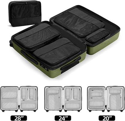 4 Piece Compression Packing Cubes for Suitcases and Backpack, Lightweight Travel Organizer Bags (Jet Black)