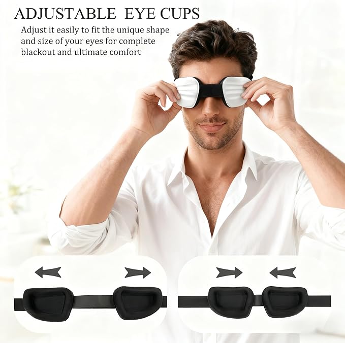 100% Blackout Sleep Eye Mask for Women Men, Zero Pressure Sleeping Mask - Sleeping Mask and Eyelash Friendly Night Blindfold, Adjustable Ultra Soft Comfortable for Dry Eye Mask (Grey)