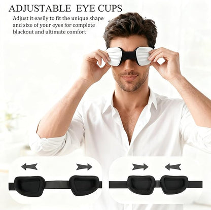 100% Blackout Sleep Eye Mask for Women Men, Zero Pressure Sleeping Mask - Sleeping Mask and Eyelash Friendly Night Blindfold, Adjustable Ultra Soft Comfortable for Dry Eye Mask (Grey)