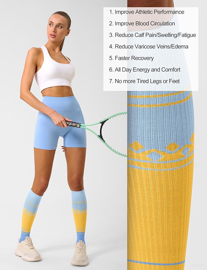 FITRELL 3 Pairs Compression Socks for Women and Men 20-30mmHg-Circulation Support Socks