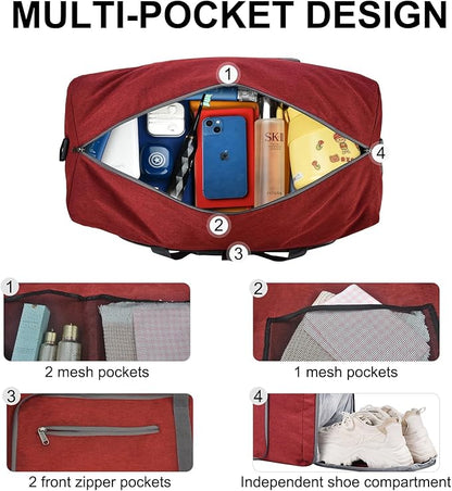 Felipe Varela Duffle Bag with Shoes Compartment and Adjustable Strap,Foldable Travel Duffel Bags for Men Women,Waterproof Duffel Bags