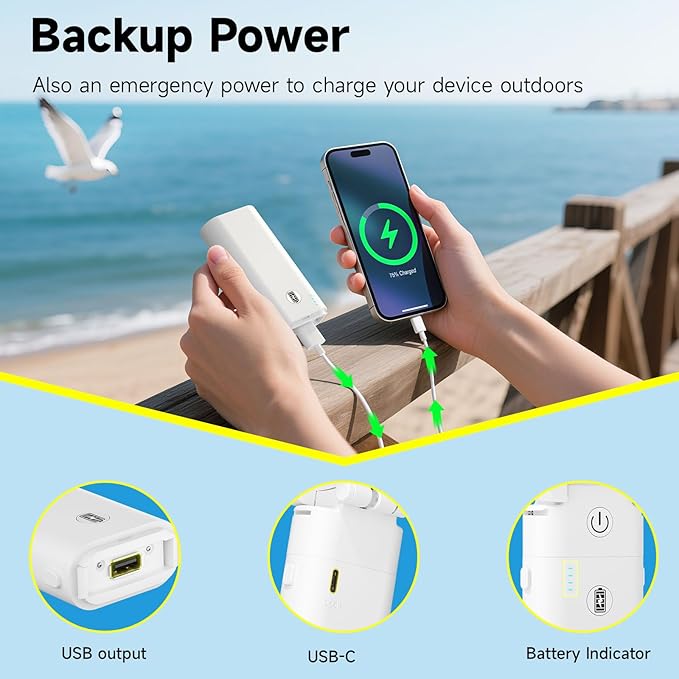 HandFan 10400mAh Portable Hand held Fan, 40Hrs Long-Lasted Hand Fan Rechargeable, Mini Personal Fans Foldable, Heavy Duty Battery Fans for Travel Beach Concerts Cruise Makeup(White)