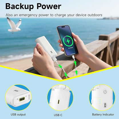 HandFan 10400mAh Portable Hand held Fan, 40Hrs Long-Lasted Hand Fan Rechargeable, Mini Personal Fans Foldable, Heavy Duty Battery Fans for Travel Beach Concerts Cruise Makeup(White)