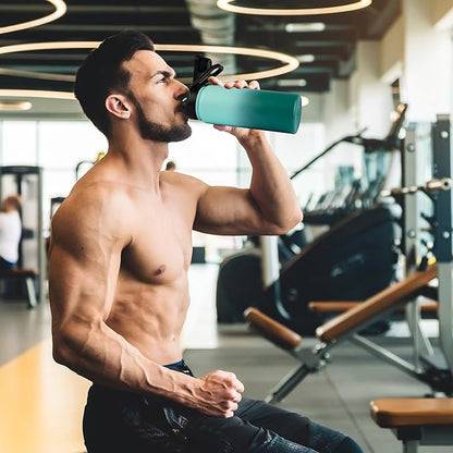 Gradient Green 8 Pack: 24oz Insulated Stainless Steel Metal Water Bottle with Straw & Wide Mouth Lid, Double Wall Vacuum Bottle for Hiking & Camping