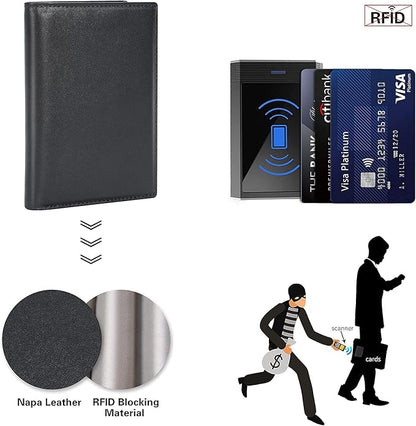 Polare Functional RFID Blocking Leather Passport Holder Travel Bifold Wallet For Men